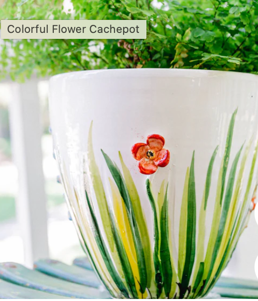 Colorful Flower Cachepot - Clements Fine Rugs